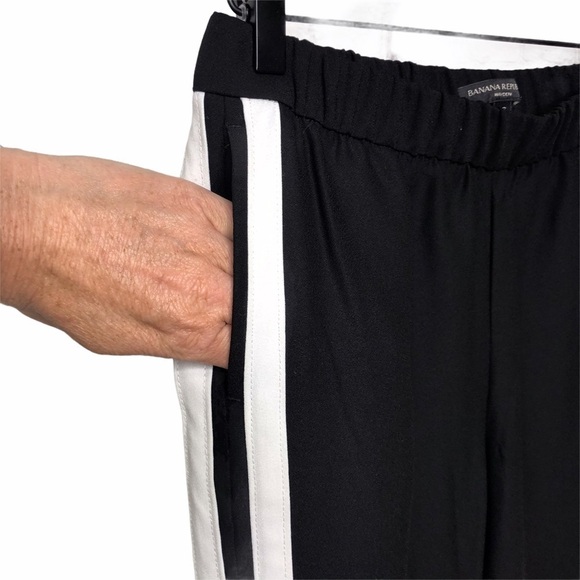 Banana Republic Hayden Pull On Tapered Fit Pants Black White Size XS 470330 - Picture 5 of 10